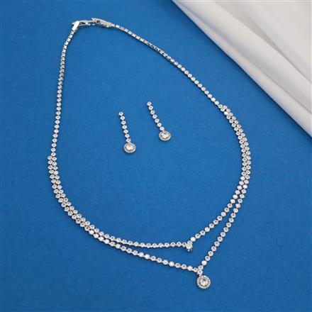 American Diamond Layered Necklace With Gold Plating Rhodium Plating
