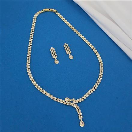 American Diamond Layered Necklace With Gold Plating Rhodium Plating
