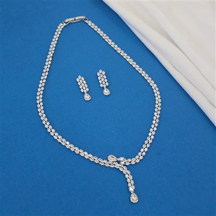 American Diamond Layered Necklace With Gold Plating Rhodium Plating