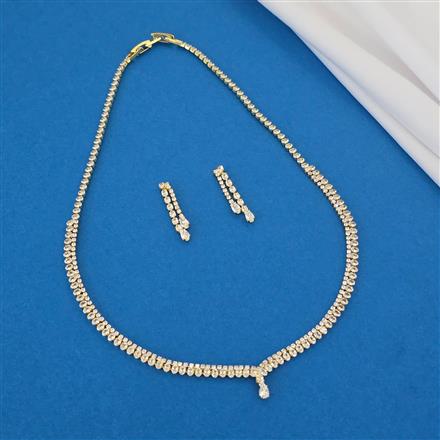 American Diamond Delicate Necklace With Gold Plating Rhodium Plating