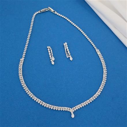American Diamond Delicate Necklace With Gold Plating Rhodium Plating