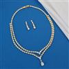 American Diamond Layered Necklace With Gold Plating Rhodium Plating