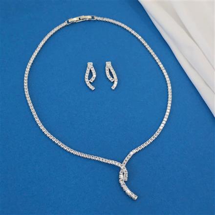 American Diamond Delicate Necklace With Gold Plating Rhodium Plating