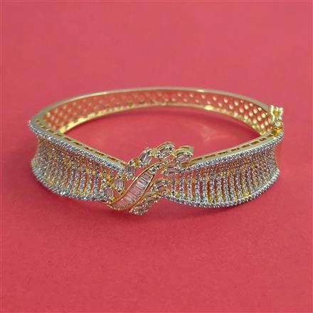 American Diamond Openable kada with Rhodium Plating 2 Tone Plating Mehndi Plating