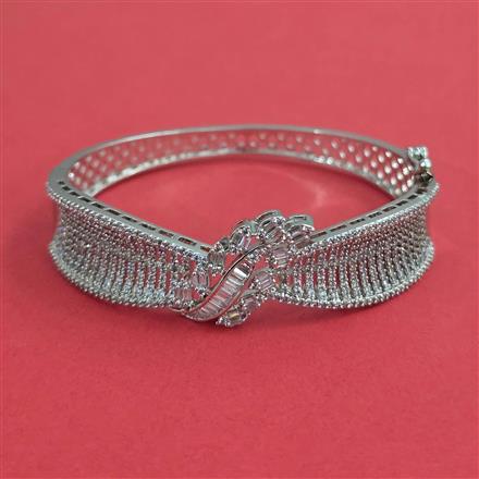 American Diamond Openable kada with Rhodium Plating 2 Tone Plating Mehndi Plating