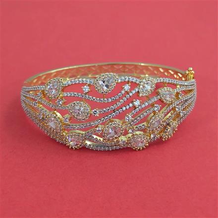 American Diamond Openable kada with Rhodium Plating 2 Tone Plating Mehndi Plating