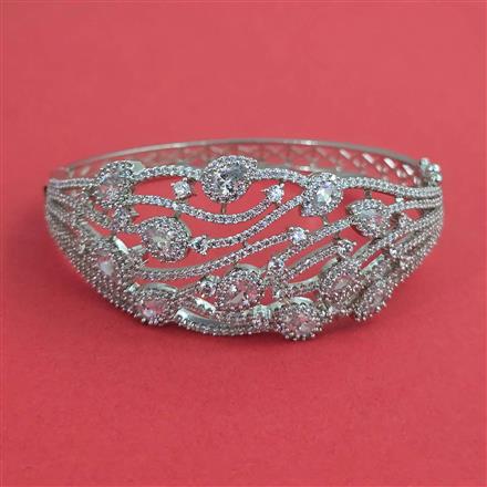 American Diamond Openable kada with Rhodium Plating 2 Tone Plating Mehndi Plating