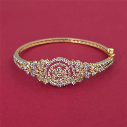 American Diamond Openable kada with Rhodium Plating 2 Tone Plating Mehndi Plating