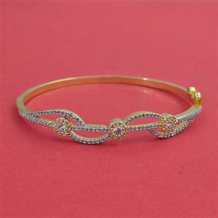 American Diamond Openable kada with Rhodium Plating 2 Tone Plating Mehndi Plating