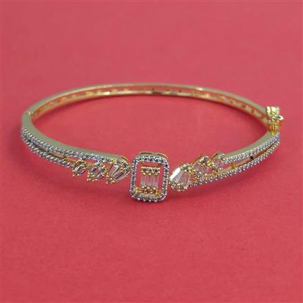 American Diamond Openable kada with Rhodium Plating 2 Tone Plating Mehndi Plating