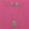 American Diamond Classic Pendant Set with Rhodium Plating