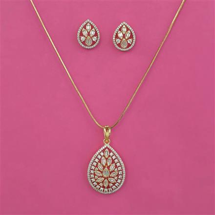 American Diamond Classic Pendant Set with 2 Tone Plating