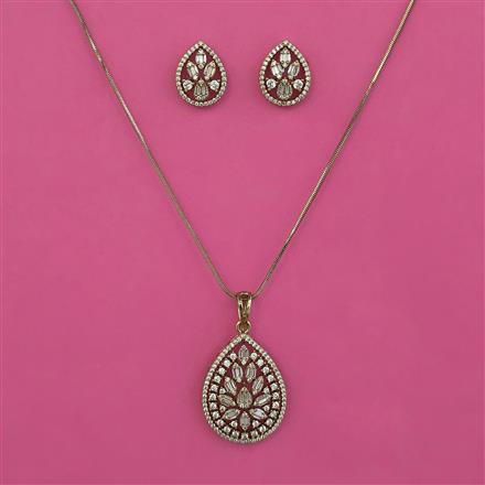 American Diamond Classic Pendant Set with Mehndi Plating