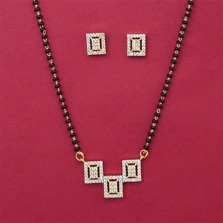 American Diamond Classic Mangalsutra with Rhodium Plating 2 Tone Plating