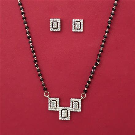 American Diamond Classic Mangalsutra with Rhodium Plating 2 Tone Plating