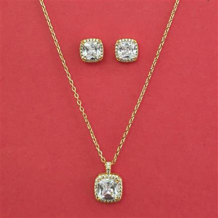 American Diamond Delicate Pendant Set with Rhodium Plating Gold Plating