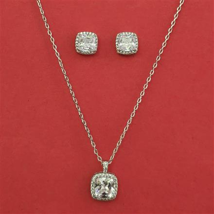 American Diamond Delicate Pendant Set with Rhodium Plating Gold Plating