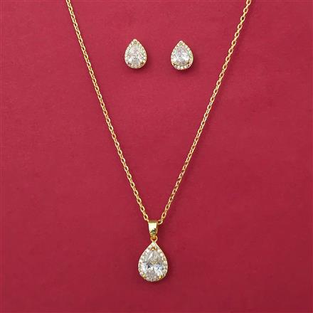 American Diamond Delicate Pendant Set with Rhodium Plating Gold Plating