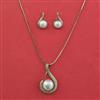 American Diamond Pearl Pendant Set with Mehndi Plating