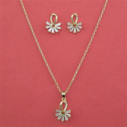 American Diamond Delicate Pendant Set with Rhodium Plating Gold Plating