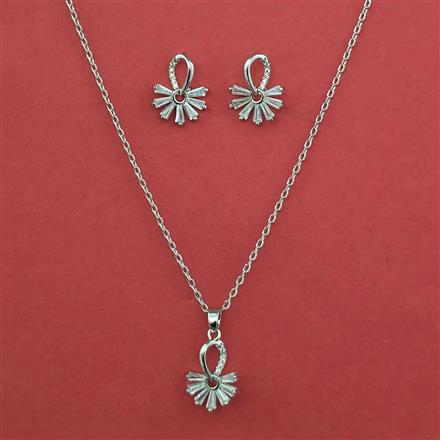 American Diamond Delicate Pendant Set with Rhodium Plating Gold Plating