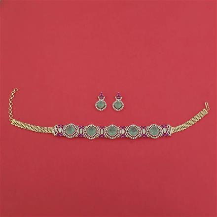 American Diamond Choker Necklace with Carat Plating