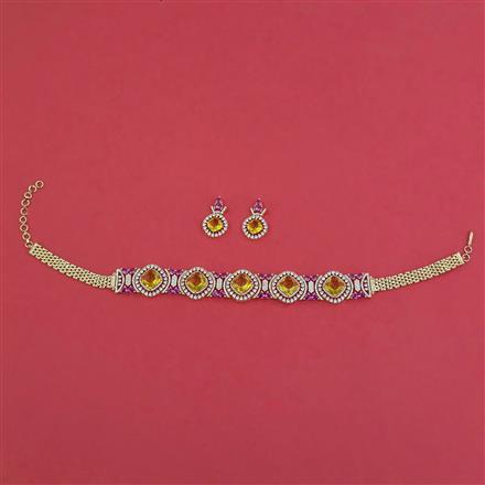 American Diamond Choker Necklace with Carat Plating