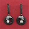 American Diamond Pearl Earring with Black Plating