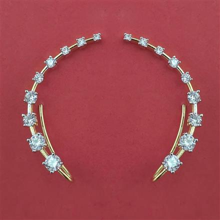 American Diamond Earcuff with Rhodium Plating 2 Tone Plating Mehndi Plating