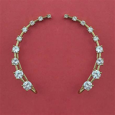 American Diamond Earcuff with Rhodium Plating 2 Tone Plating Mehndi Plating