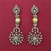 American Diamond Long Earring with Rhodium Plating 2 Tone Plating Mehndi Plating