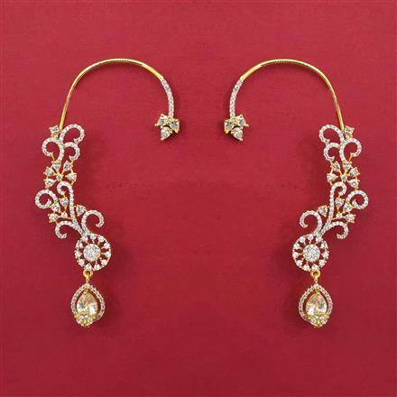 American Diamond Earcuff with Rhodium Plating 2 Tone Plating Mehndi Plating Carat Plating