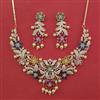 American Diamond Pearl Necklace with Carat Plating