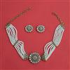 American Diamond Choker Necklace with Mehndi Plating