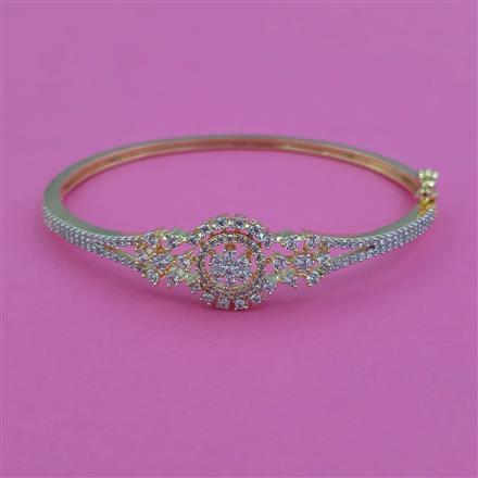 American Diamond Openable kada with Rhodium Plating 2 Tone Plating