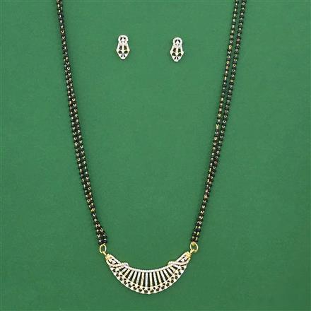 American Diamond Classic Mangalsutra with Rhodium Plating 2 Tone Plating
