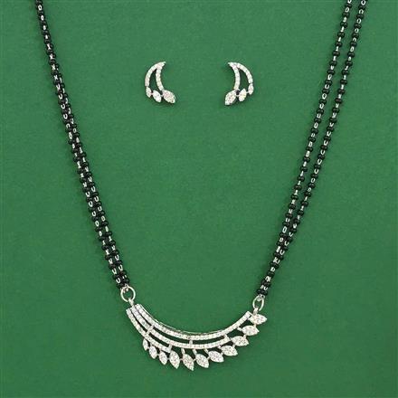 American Diamond Classic Mangalsutra with Rhodium Plating 2 Tone Plating