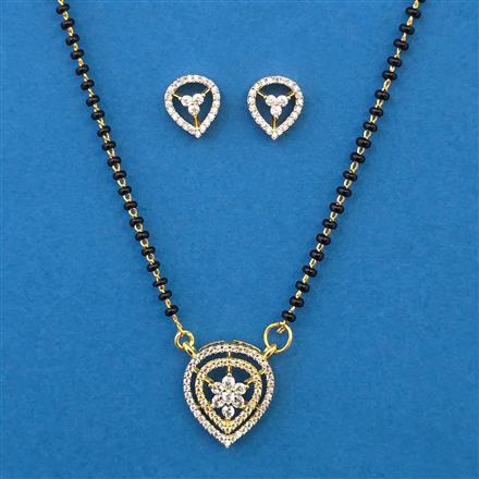 American Diamond Delicate Mangalsutra with Rhodium Plating 2 Tone Plating