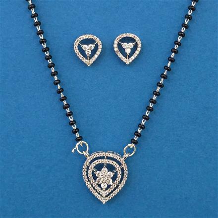 American Diamond Delicate Mangalsutra with Rhodium Plating 2 Tone Plating