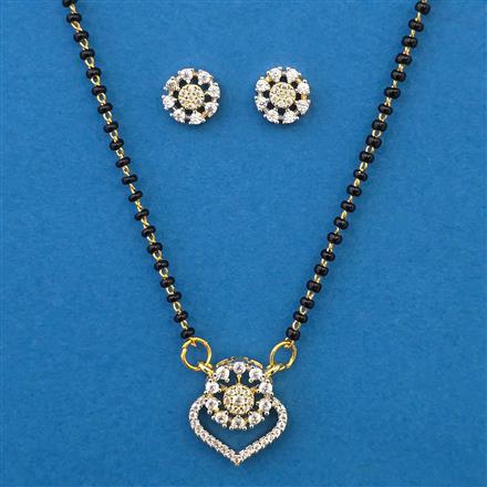 American Diamond Delicate Mangalsutra with Rhodium Plating 2 Tone Plating