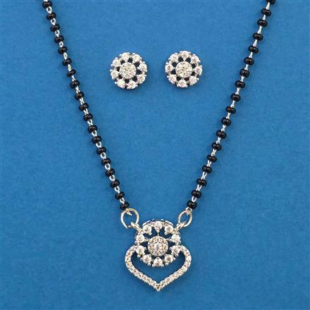 American Diamond Delicate Mangalsutra with Rhodium Plating 2 Tone Plating
