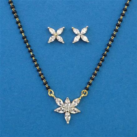 American Diamond Delicate Mangalsutra with Rhodium Plating 2 Tone Plating