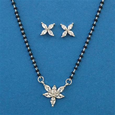 American Diamond Delicate Mangalsutra with Rhodium Plating 2 Tone Plating