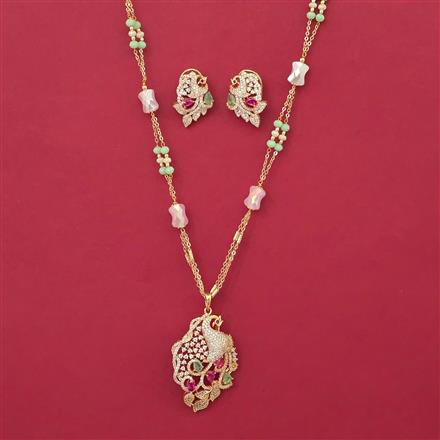 American Diamond Birds Pendant Set with Carat Plating