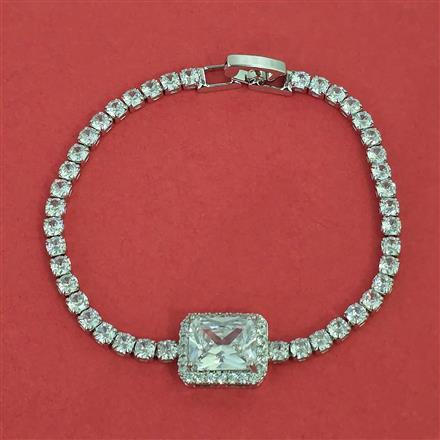 American Diamond Classic Bracelet with Rhodium Plating