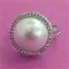 American Diamond Pearl Ring with Rhodium Plating 2 Tone Plating Mehndi Plating