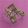 American Diamond Adjustable Ring with Rhodium Plating 2 Tone Plating Mehndi Plating