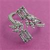 American Diamond Adjustable Ring with Rhodium Plating 2 Tone Plating Mehndi Plating