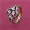 American Diamond Adjustable Ring with Rhodium Plating 2 Tone Plating Mehndi Plating