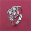 American Diamond Adjustable Ring with Rhodium Plating 2 Tone Plating Mehndi Plating